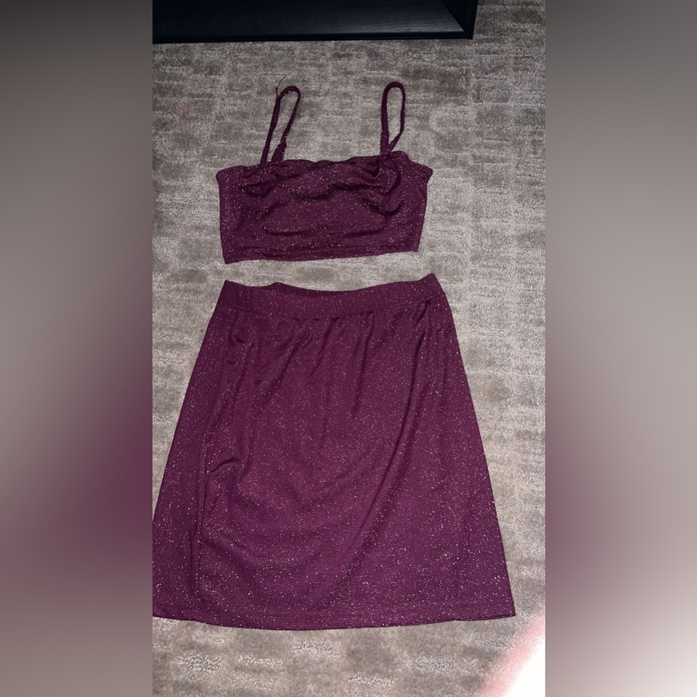 Glittery purple top and matching skirt